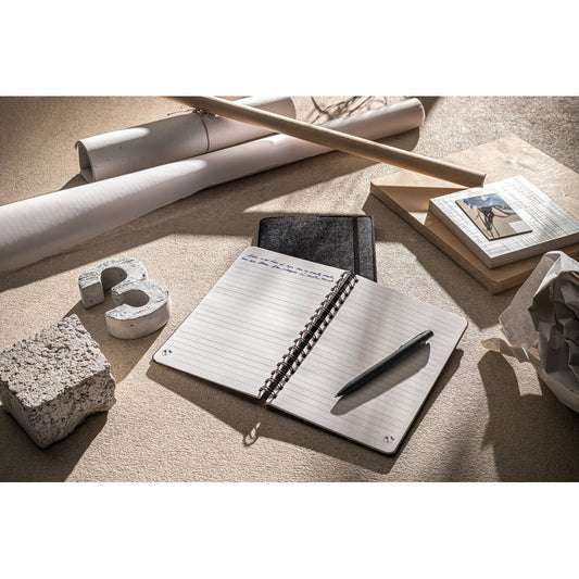 MISHIMA - Quaderno A5 con Copertina Semirigida in Feltro, Wire-O e Pagine a Righe - Cod. 93635