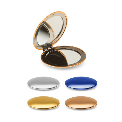 KAYLA - Specchio rotondo bifacciale in alluminio con chiusura magnetica - Cod. 95097