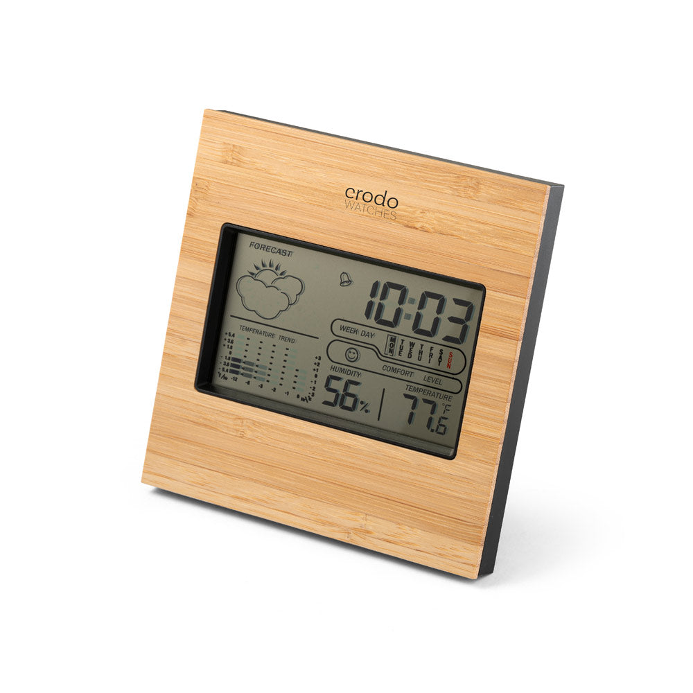 BROMLEY - Stazione Meteo da Tavolo con Schermo LCD in ABS e Bambù - Cod. 97099