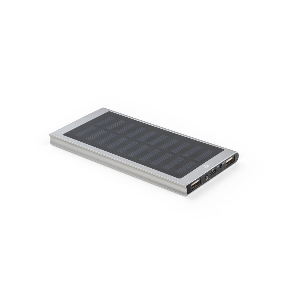 CLERK - Power Bank da 8.000 mAh con Pannello Solare in Alluminio 100% Riciclato - Cod. 97137
