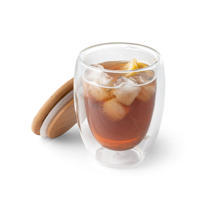 ECUADOR L - Bicchiere in Vetro Borosilicato con Tappo in Bambù 350mL - Cod. 94767