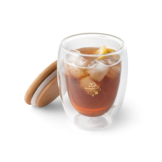 ECUADOR L - Bicchiere in Vetro Borosilicato con Tappo in Bambù 350mL - Cod. 94767