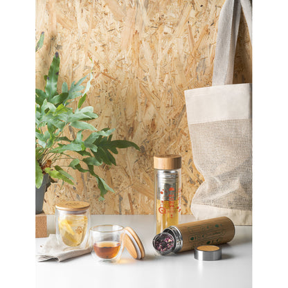 ECUADOR L - Bicchiere in Vetro Borosilicato con Tappo in Bambù 350mL - Cod. 94767