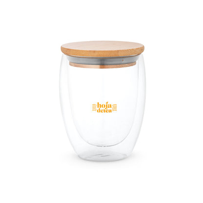 ECUADOR L - Bicchiere in Vetro Borosilicato con Tappo in Bambù 350mL - Cod. 94767