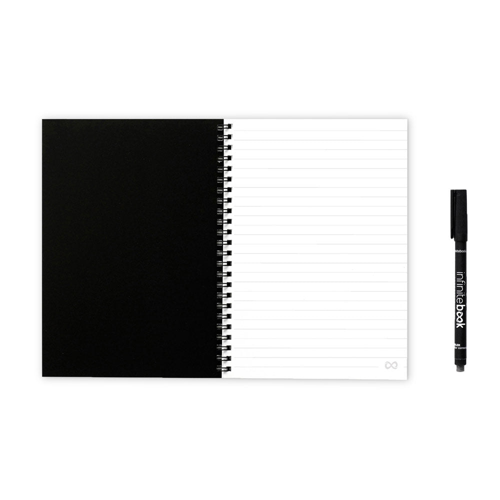 INFINITEBOOK LINED A5 - Quaderno con Pagine Stile Lavagna Biana e Pagine Righe - Cod. 33201