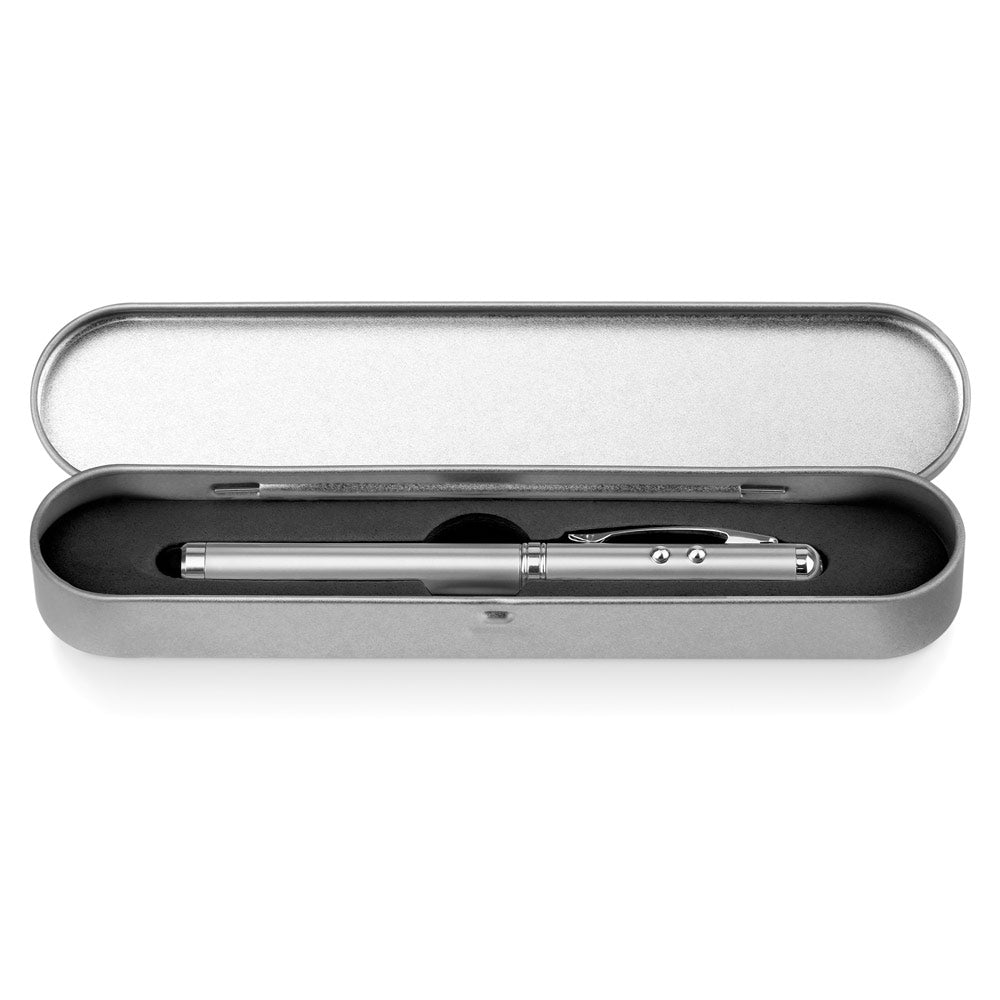 LAPOINT - Penna Multifunzione con Mini Torcia a LED, Puntatore Laser e Punta Touch e Custodia in Metallo - Cod. 81201