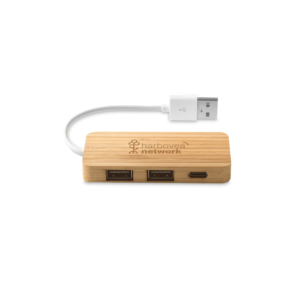 MOSER - HUB con 2 porte USB-A e 1 USB-C in Bambù - Cod. 97127
