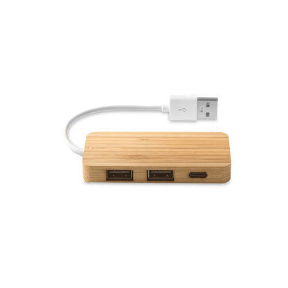 MOSER - HUB con 2 porte USB-A e 1 USB-C in Bambù - Cod. 97127