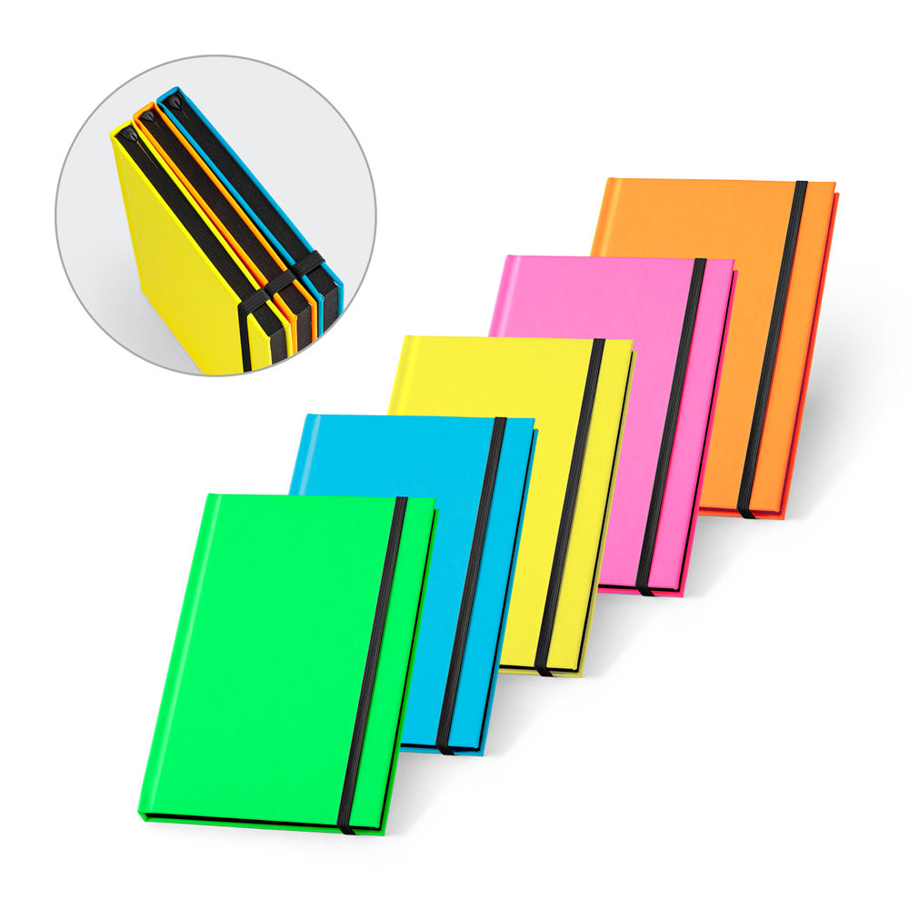 WATTERS - Taccuino A5 in PU Fluorescente, Bordo Nero e Fogli a Righe - Cod. 93269