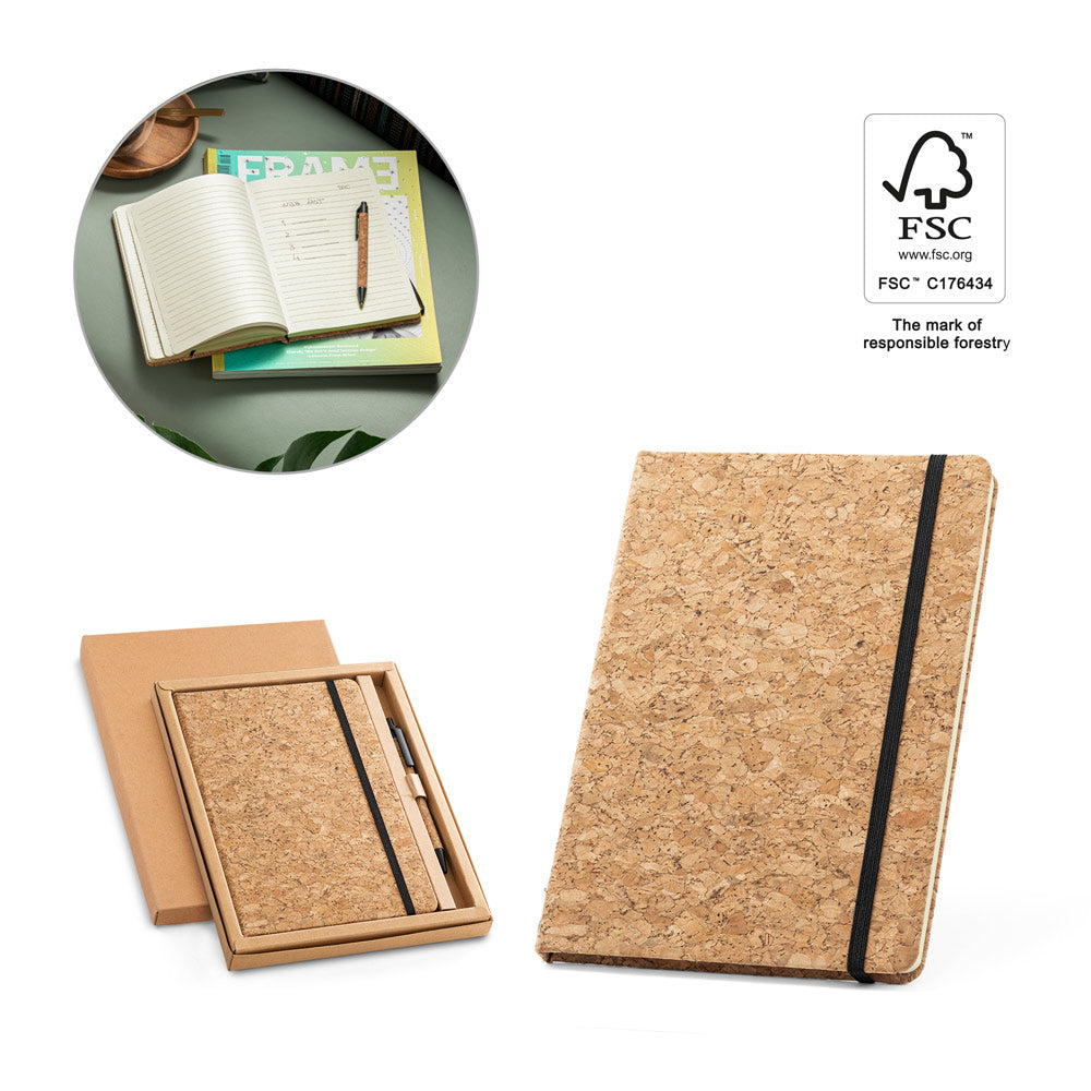 FREUD - Set Taccuino A5 e Penna in Sughero - Cod. 93578