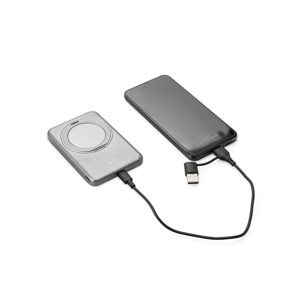WARSHEL 5 - Power Bank Magnetico da 5.000 mAh con Caricatore Wireless Superveloce da 15W con Supporto - Cod. 97142