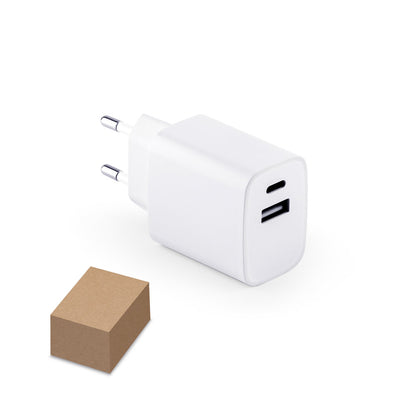 WEGENER - Adattatore di Corrente con Porta USB-A 18W e Porta USB-C 20W in ABS - Cod. 97186